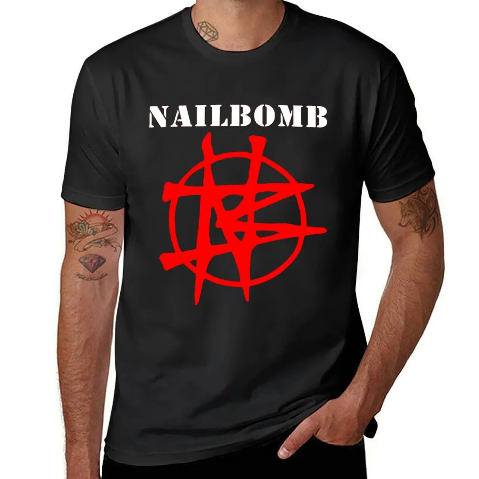 

Футболка Nailbomb с логотипом группы, футболка с коротким рукавом, быстросохнущая летняя одежда, мужские высокие футболки