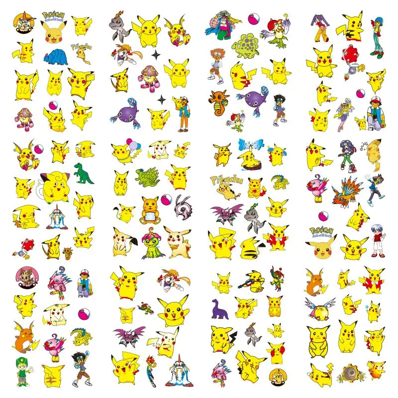 

12 шт. тату-наклейки TAKARA TOMY Pikachu водостойкая милая детская игрушка в виде героев мультфильма «Покемон» Рождественский подарок