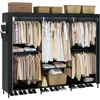 Portable Closet, 81.5 Inch Extra Large Capacity Wardrobe Closet with Cover, Easy to Assembly, Black PCT136B01 Wardrobes 1