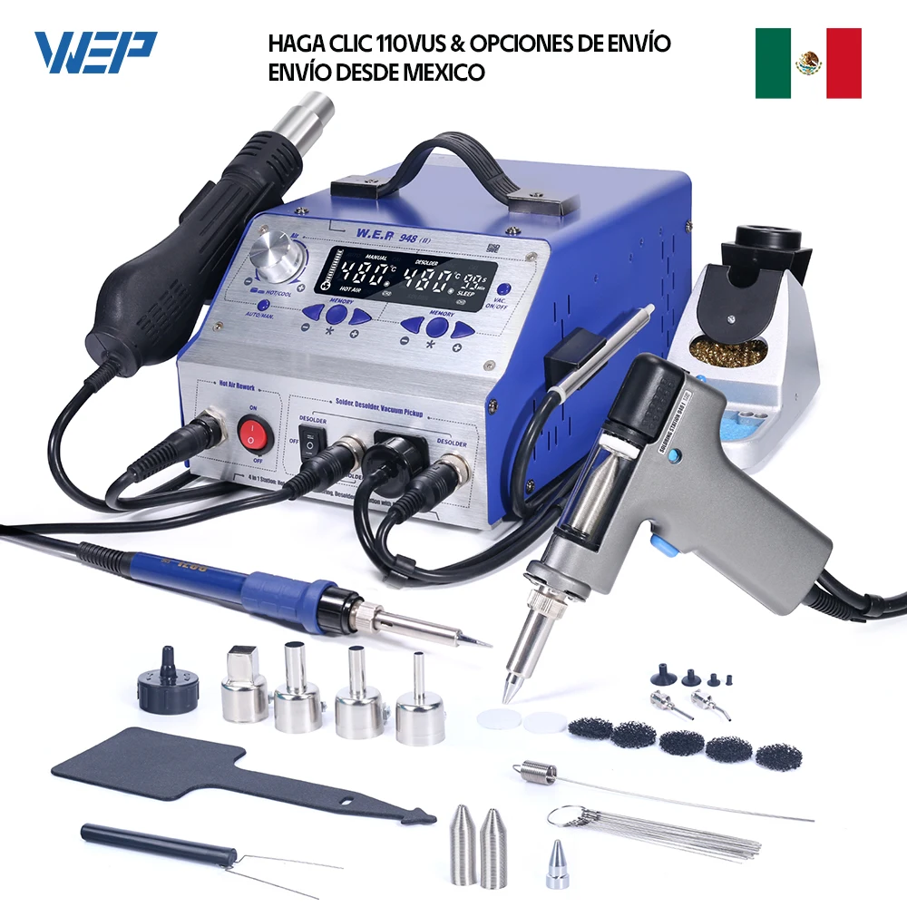WEP 948-II Suction Tin Gun Desoldering Station Hot Air Gun Soldering Iron Suction Pen 4 IN 1 Intelligent Soldering Station soldering station