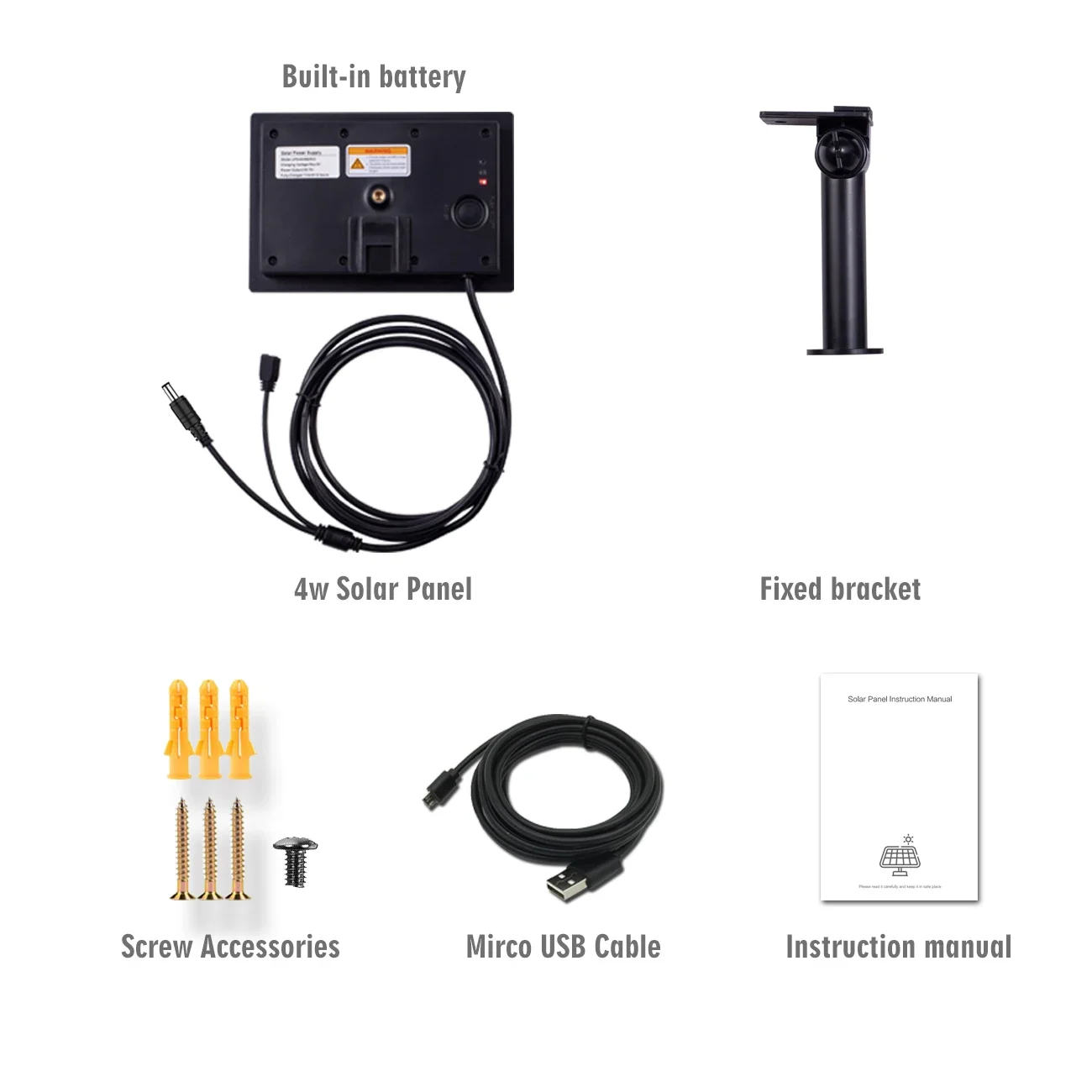 4W Solar Panel Waterproof IP66 Outdoor 2m Cable Charger USB TypeC 5V DC12V Powered Security WIFI Hunting Camera Or Tuya Sensors 6