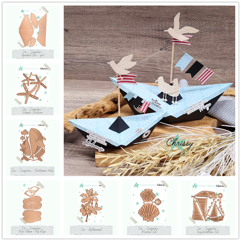 여름 바다거북 종이배 상자 푸른 고래 회색 플립플랍 커팅 다이즈 (2025년 신제..