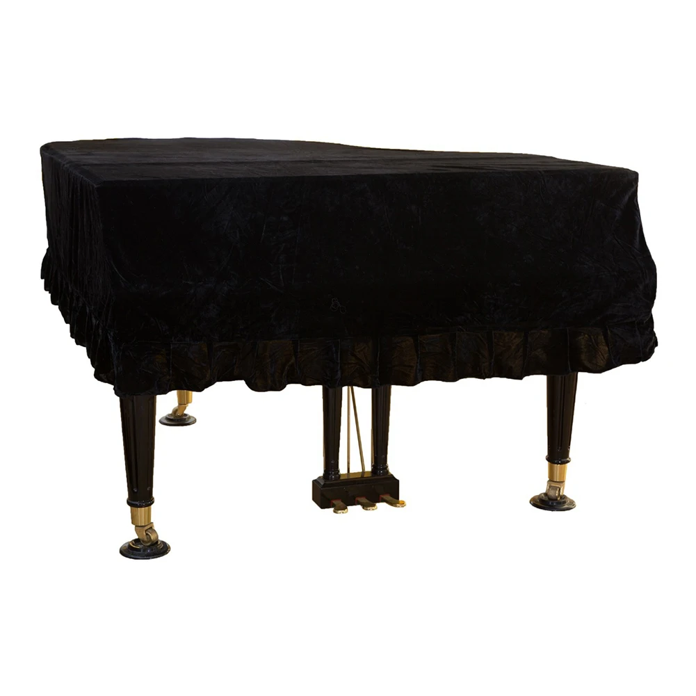 Gold Velvet Soft Bordered Triangle Piano Cover Home Washable Decoration Beautiful Dustproof Piano Protector Case piano keyboard cover piano keyboard covers