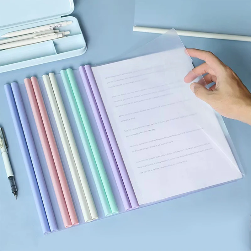 Transparent File Document Thicken Draw Rod A4 Folder 10pcs Test Paper Storage Bag Clip Office Organizer