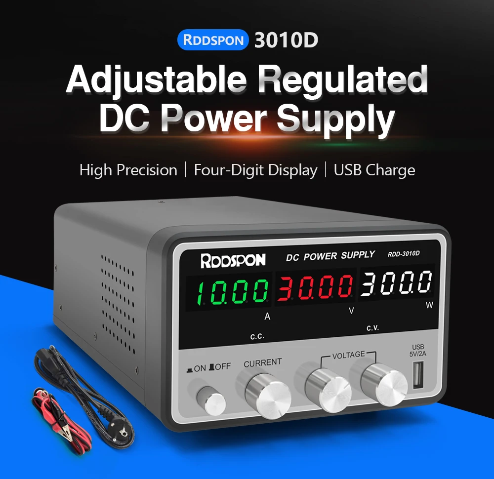 Источник питания RDDSPON постоянного тока с цифровым дисплеем, лабораторный регулятор мощности, выходная мощность 300 Вт, входное напряжение переменного тока 230 В ± 10%, 50 Гц, USB-выход