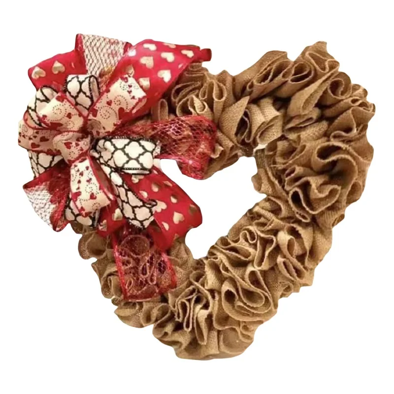 

YILEEGOO Valentine s Day Wreath Romantic Artificial Heart Shaped Garland for Home Room Party Decorations