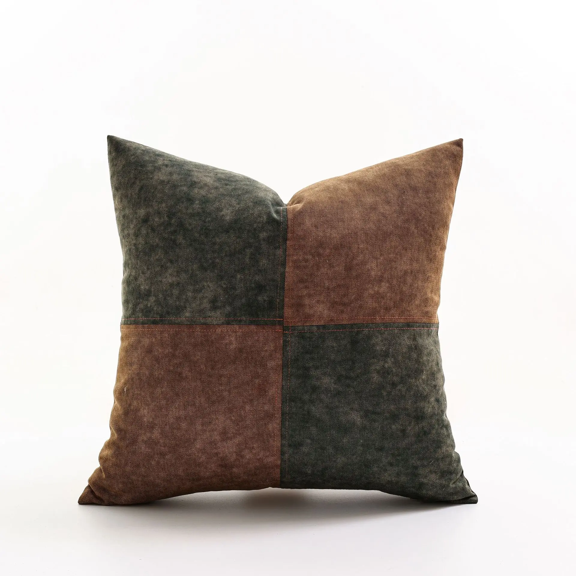 Nordische Minimalistische Denim-Patchwork Kissenbezüge Luxuriöses Karomuster Einfarbige Chenille Dekorative Kissenhüllen für Sofa und Bett – Detail 18