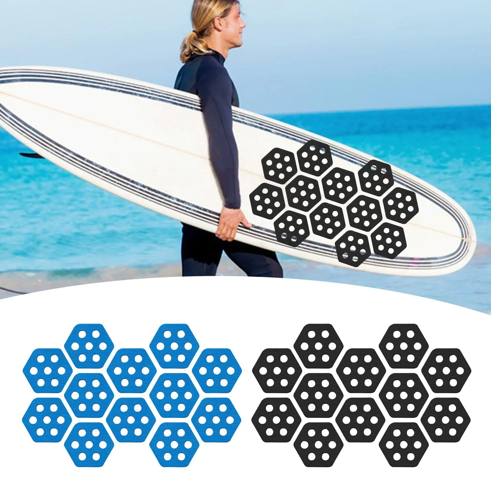 Traction Pad Surfboard Hexagon 12 Pieces Paddle Board Deck Pads Surfing Equipment For Fitness Beach Pool Summer Outdoor Kayaks