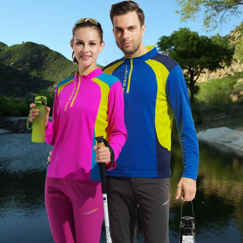 

Couple Quick Dry Sweatshirts Men Fitness Sportswear Women Breathable T-shirts Outdoor Elastic Casual Hike Group Activity Clothes