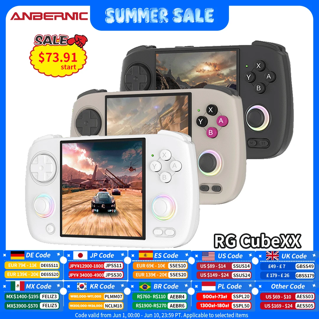 Console de Jogos Portátil Anbernic RG CubeXX com Tela IPS de 3.95