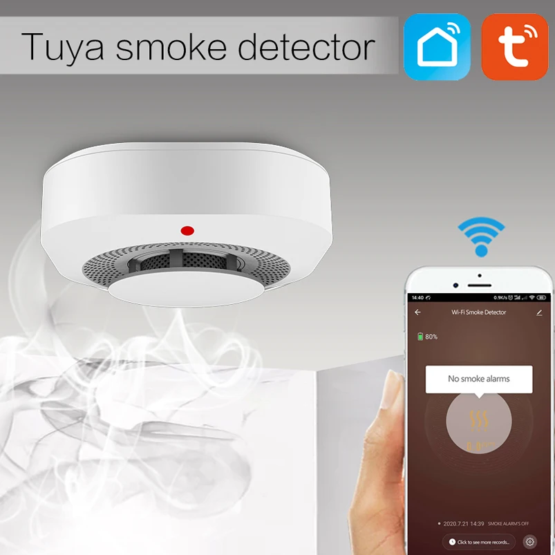 Smoke Alarm Tuya Smart WiFi 90DB Sensor Home Security System Siren Fire Protection Smart Life APP Notification