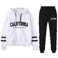 California Womens Survêtement Casual Stripe Polyvalent Sweat à capuche ou pantalon ou costume Simplicité Offres spéciales Tenues de rue S-3XL 2