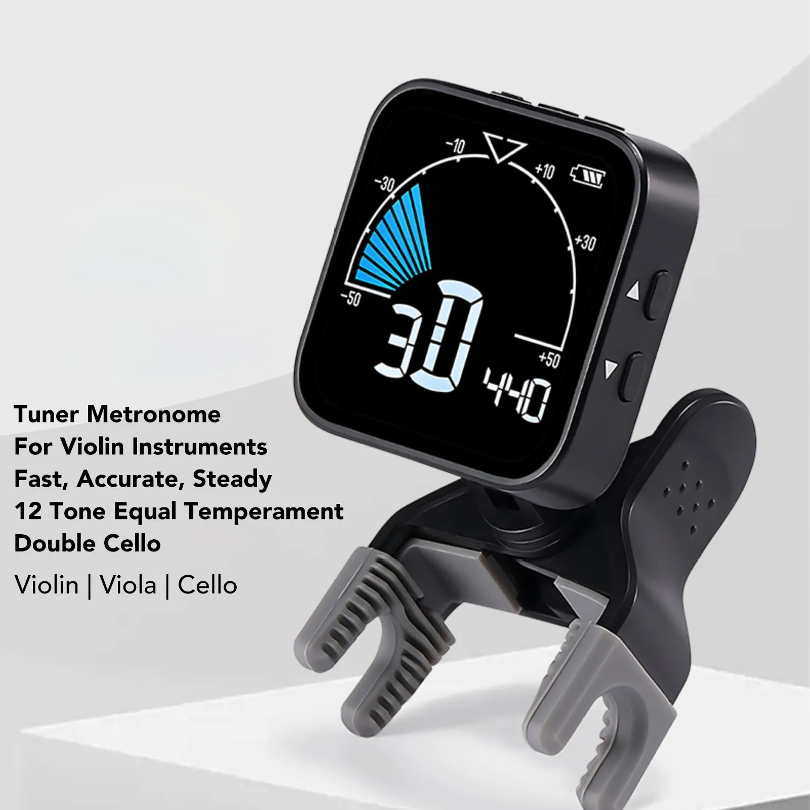 Professional Electronic Violin Tuner and Metronome with Clear Display and Clamp