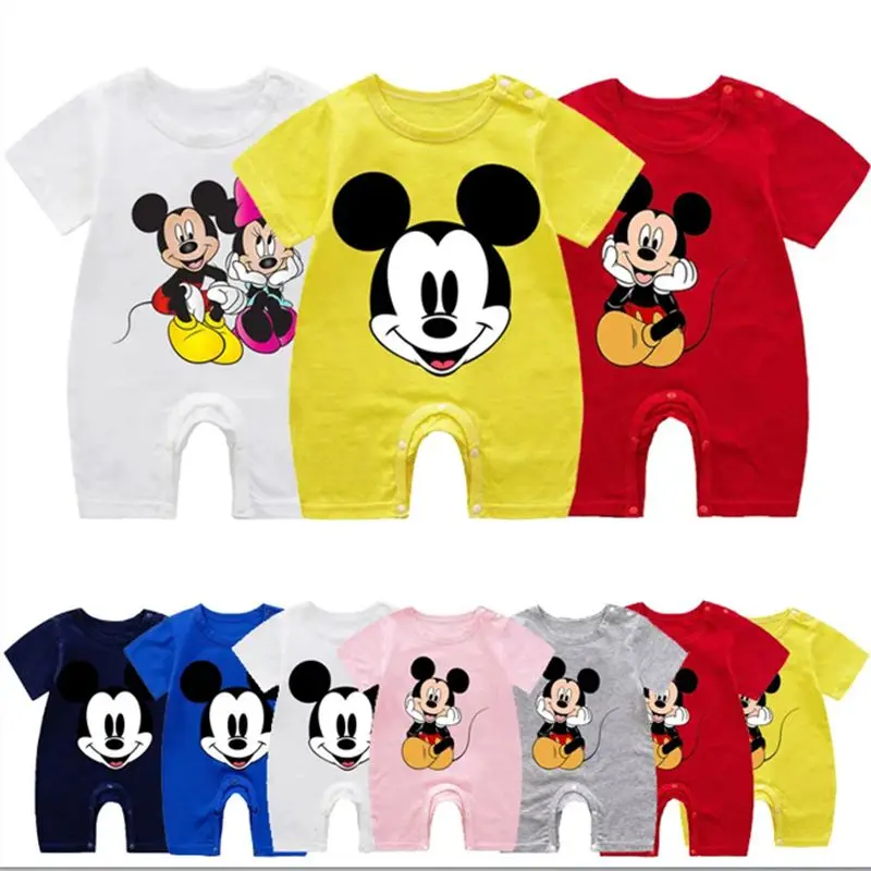 Summer Baby Romper Boy Short Sleeve Cotton Cartoon Mickey Minnie Mouse Newborn Clothes Girl Jumpsuit Infant Clothing Costume Top baby rompers