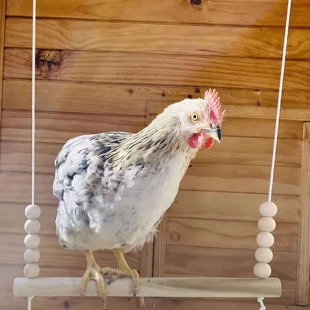 Hanging Bird Swing Toy Chicken Coop Rest Wooden Pet Swing Toy Perch Fun Chicken Bird Exercise Cage Pet Training Accessories bird swing toy