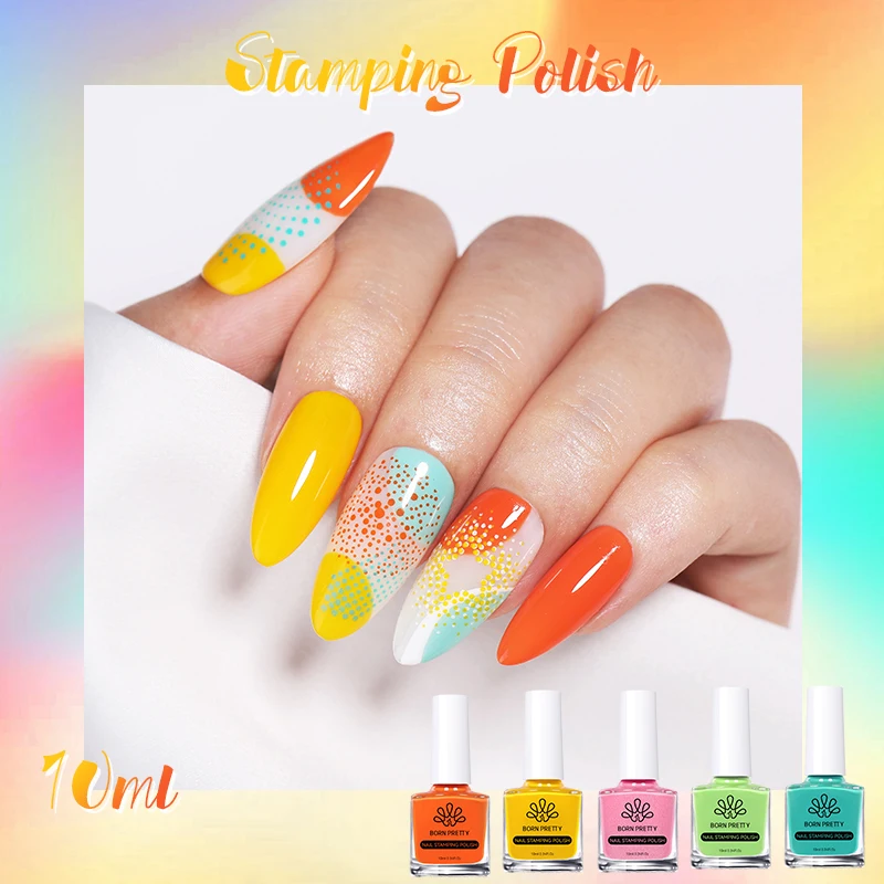 10ml Nail Polish Set BORN PRETTY Gold Silver Black White Color Nail Printing Polish DIY for Plate Design Varnish