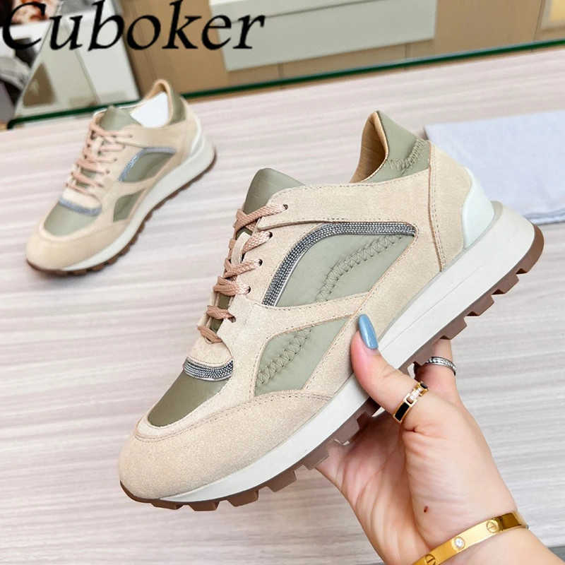 

Женские замшевые кроссовки со шнуровкой, на толстой подошве и плоской подошве, удобная повседневная обувь для бега и прогулок, весна 2024