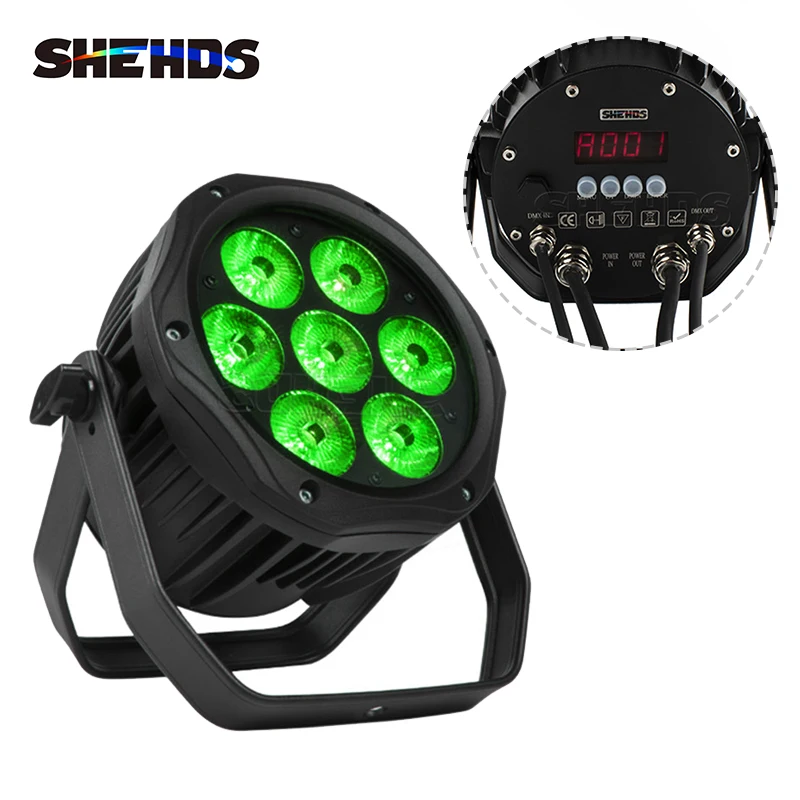 Shehds-防水LEDパーライト,rgbw,屋外,ip65,7x18w,6in 1,dmx効果