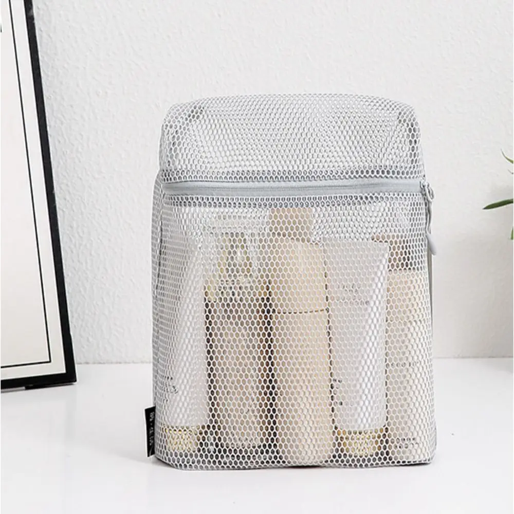 Lässige Nylon-Aufbewahrungstasche, handgehalten, mit Reißverschluss, Kosmetiktasche, Mehrzweck-Mesh-Mesh-Beutel für Reisen – Detail 6