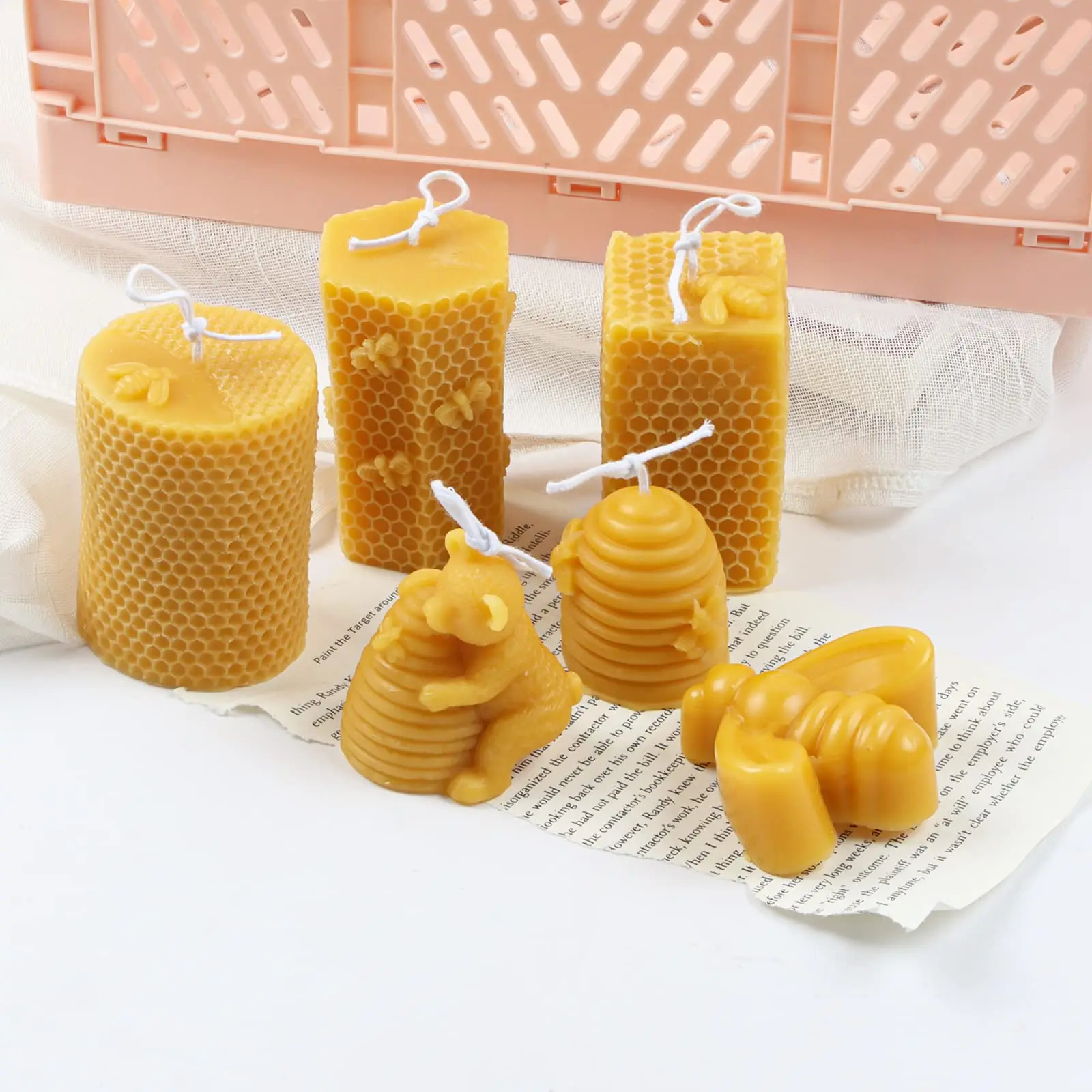 Taloyer Silicone Honeycomb Candle Mold, 3D Homemade Beeswax Candle Mould,  Beehive Silicone Mold for Candle Making Supplies