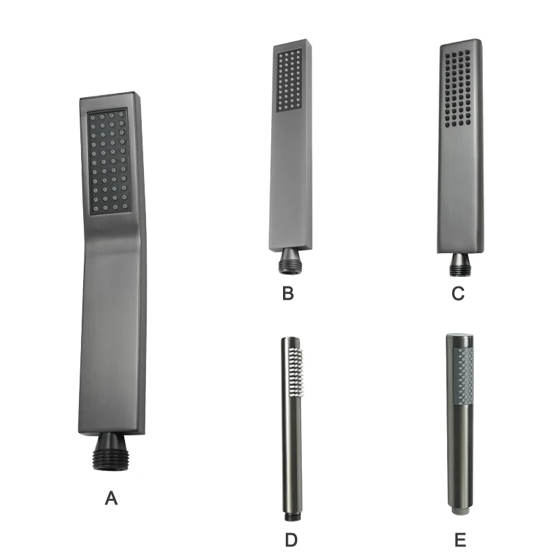 

Brass Square Round Grey Color Hand Held Shower Head Adjustable Wall Connector Shower Holder Water Saving Copper Handheld Sprayer