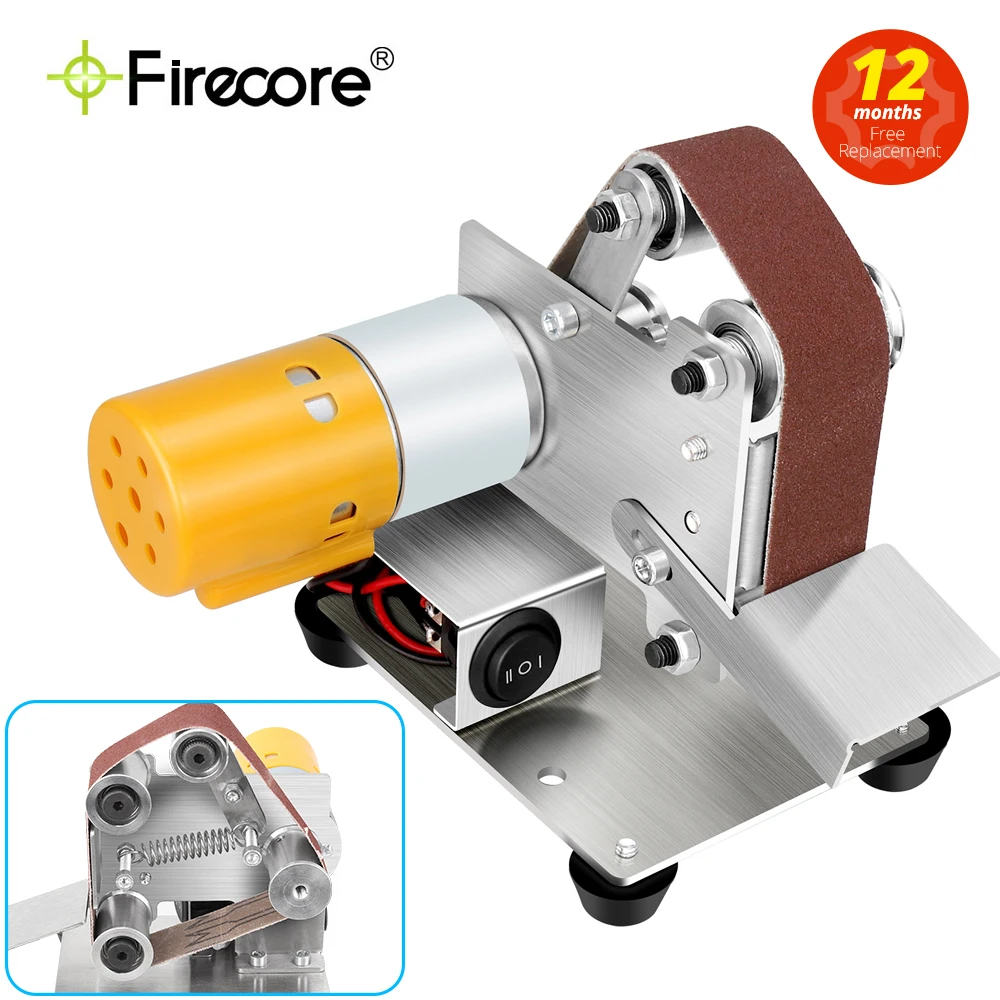 FIRECORE 30MM Belt Sander Grinder Home DIY Sharpener Mini Electric Multifunctional Polishing Grinding Machine With 10pcs Belts Electric Grinder Electric Sander Belt Sander Cordless Sander