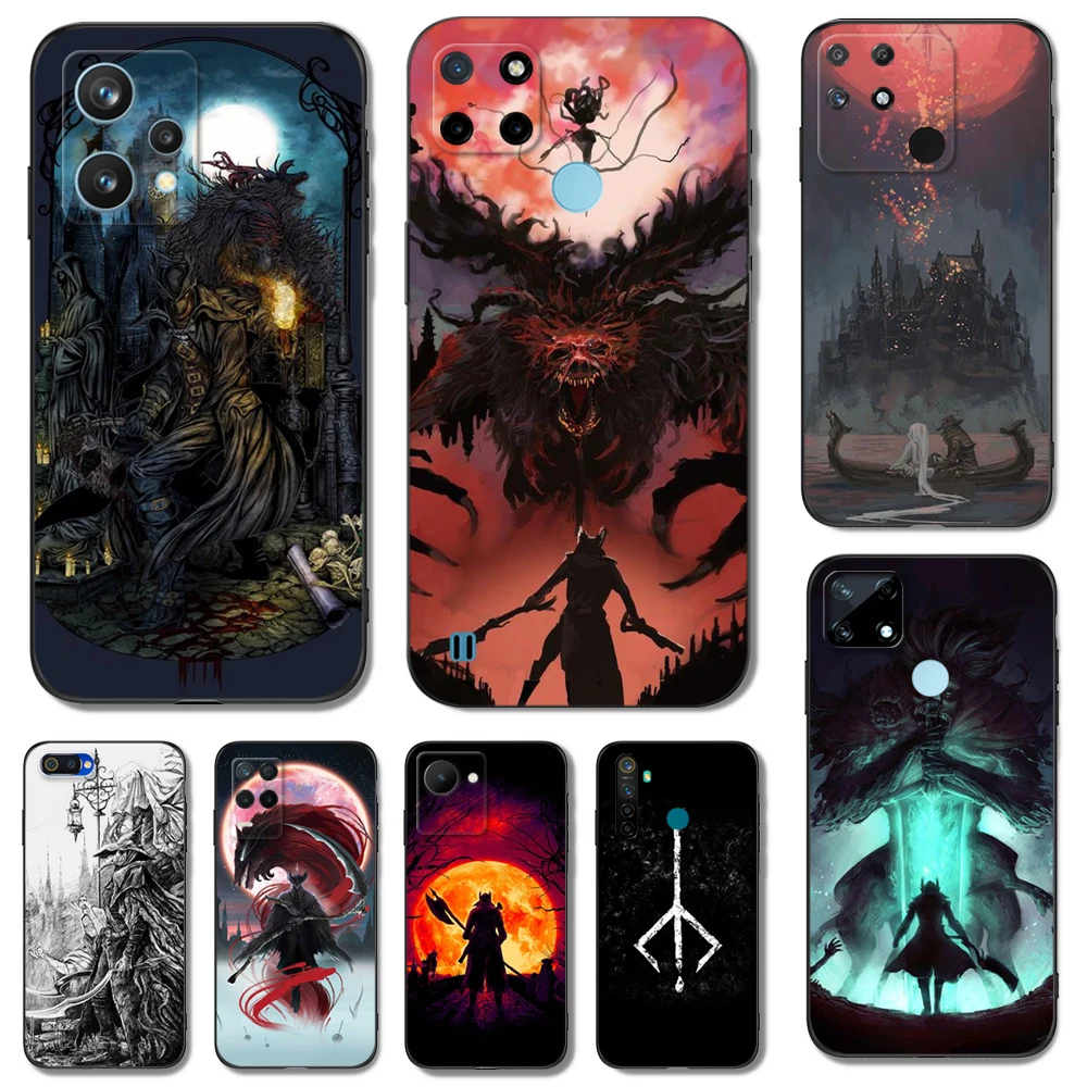 Custodia In Tpu Nero Per Realme Q5 X Xt X2 X3 Superzoom X50 V13 Q3I X7 Pro Ultra Gt Master Edition Bloodborne Blood Moon Art
