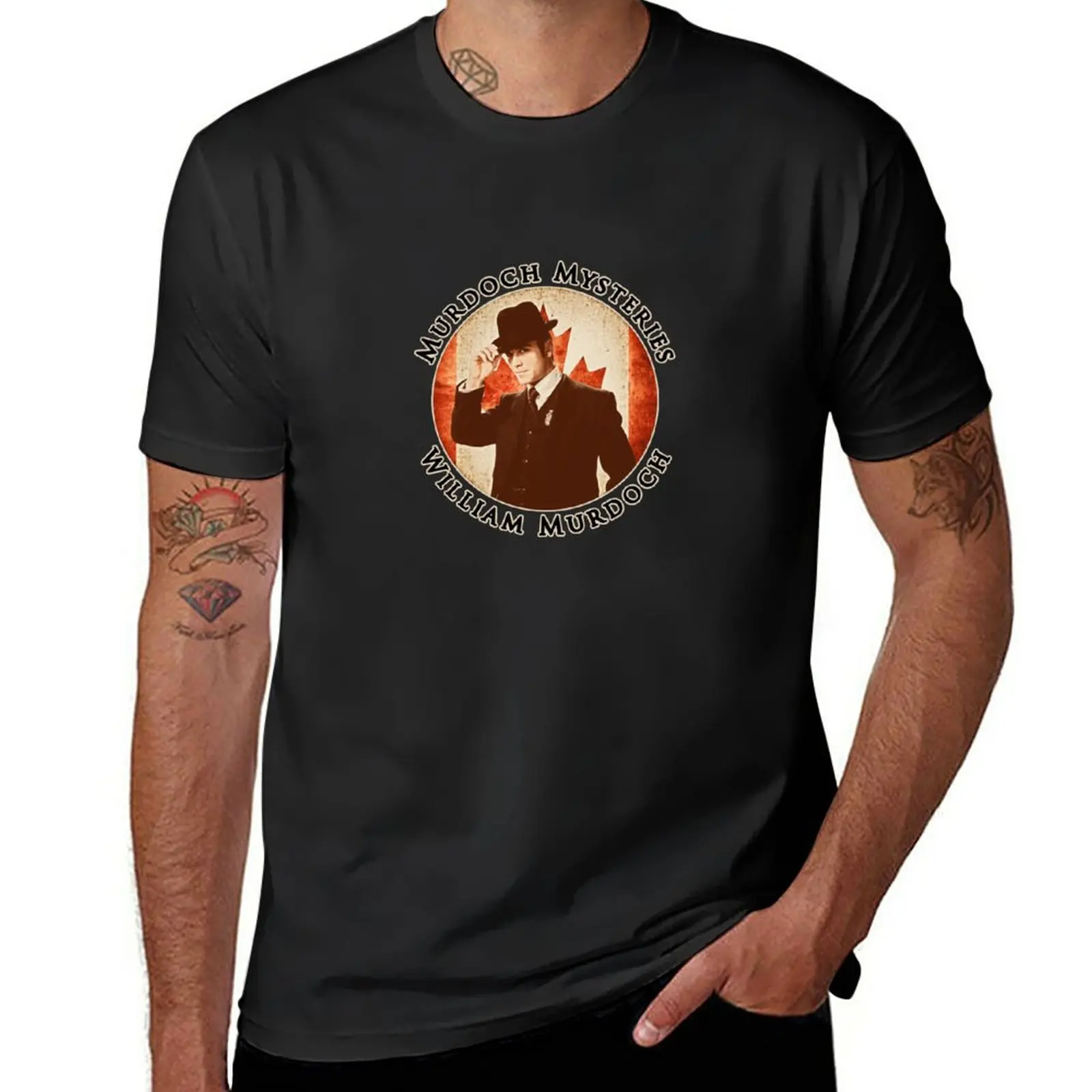 

New Murdoch Mysteries William Murdoch with Vintage Effect T-Shirt graphic t shirt shirts graphic tees Men's clothing
