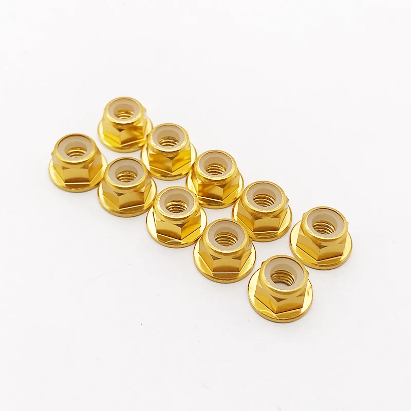 10 stücke M3/M4 Aluminium Legierung Flansch Nylon Einsatz Kontermutter Selbst-locking Mit Anti-skid Gummi ring Für RC Auto Scx10 Traxxas Rad – Detail 17