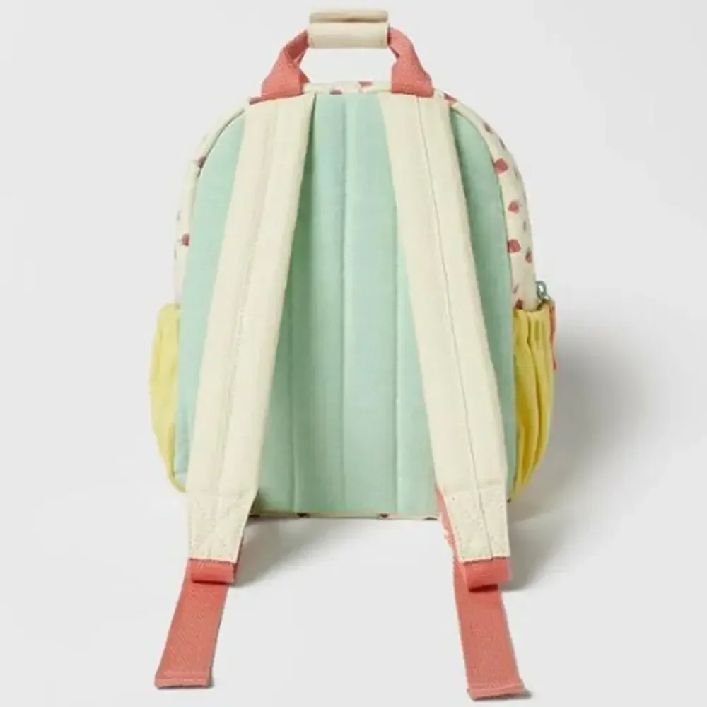 Colorful Canvas Strawberry Kid Backpack Cotton Schoolbag