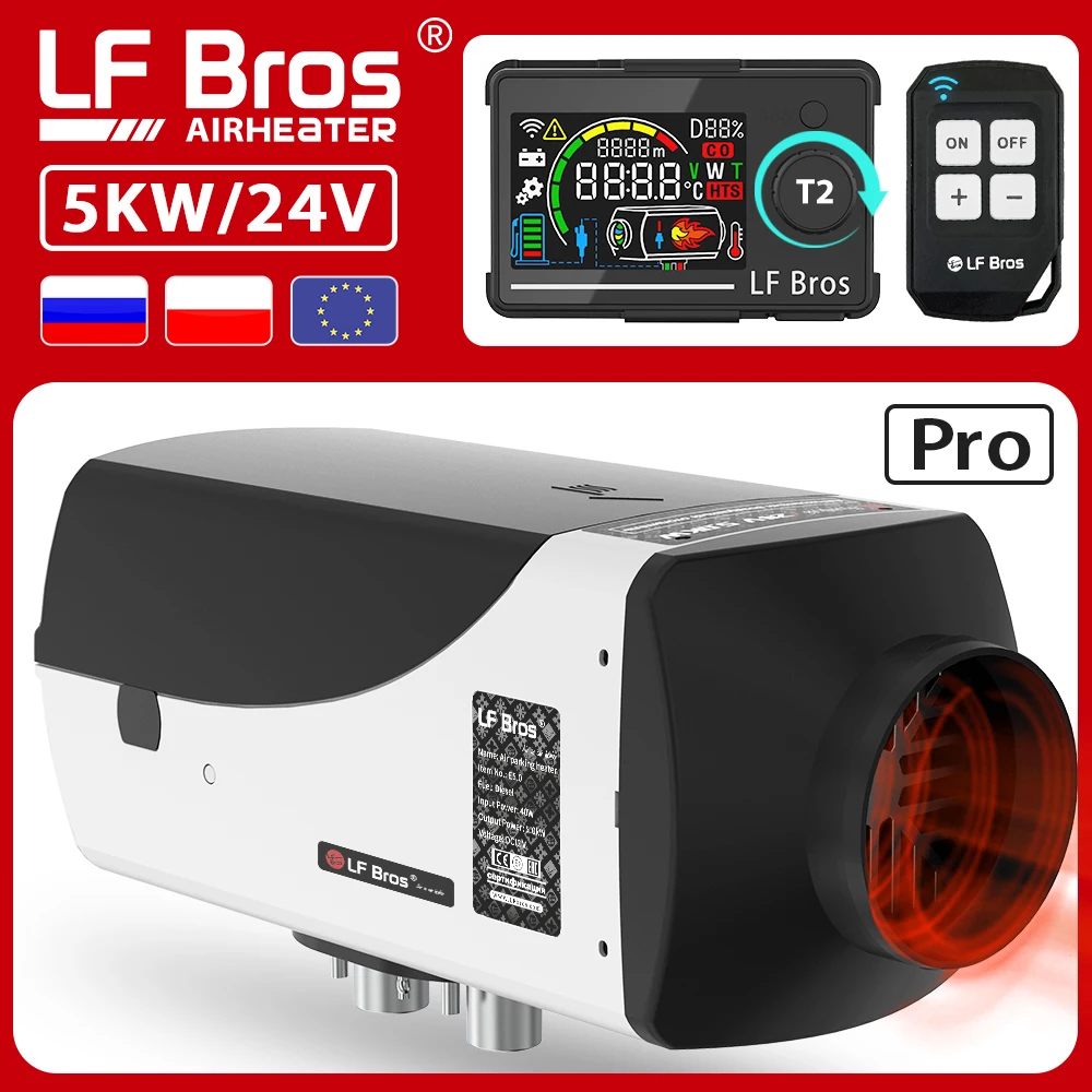 LF Bros 5KW Air Diesel Heater Pro 24V Parking Car Warmer LCD Switch