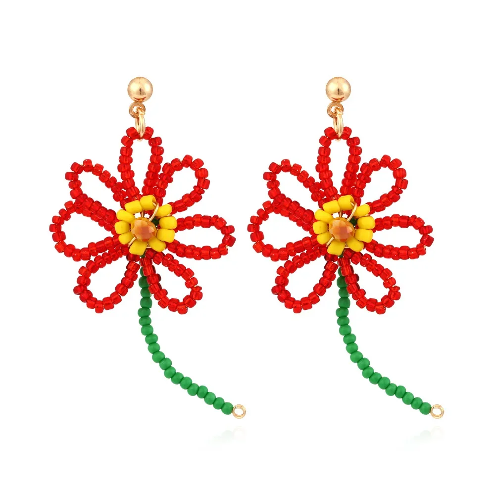 

Beaded earrings Flowers Graph Originality Hand knitting Bohemia Geometry Alloy Tide Simple Rice bead earrings