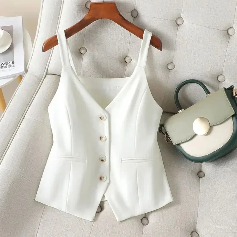 QNQO Camisole for Women Vests V-neck Spaghetti Strap Backless Sleeveless Tops 2025 Streetwear New Fashion Single Breasted Vest 4