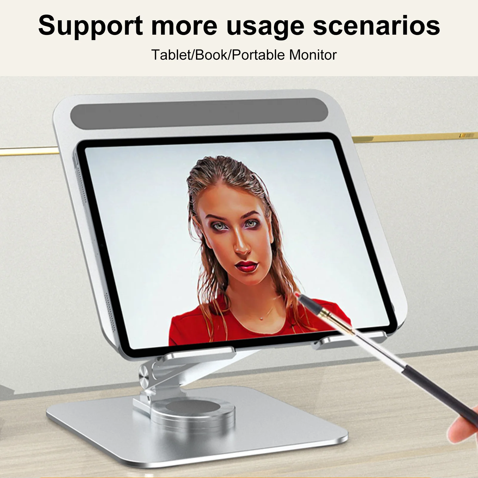 하우엔스 360 °   아이패드용 회전 태블릿 스탠드, 조절 가능한 접이식 태블릿 홀더, 아이패드 프로/에어와 호환되는 알루미늄 폰 스탠드