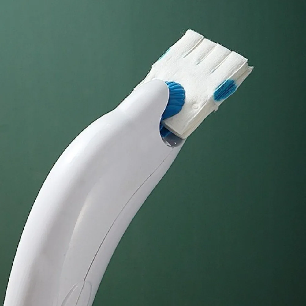 Disposable Heads Toilet Brush Set Plastic 12 Refills Toilet Cleaning Brush Water Soluble No Blind Spots Toilet Scrubber Hotel