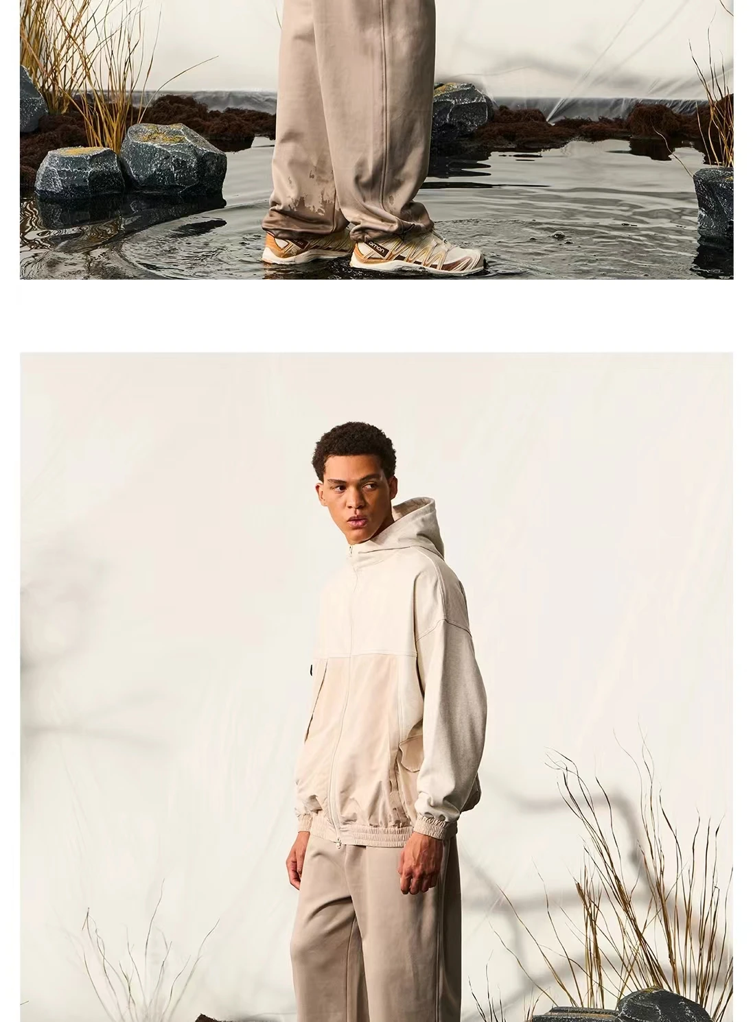 Halcyon 23aw Mountain outdoor cotton hoodie splice material colour cargo pockets d ring gorpcore