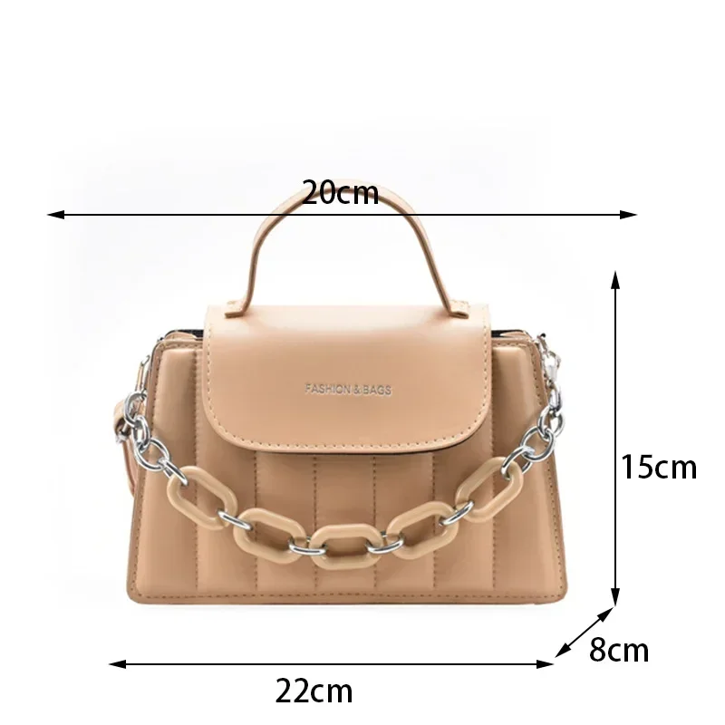 Comfortable PU Leather Chains Shoulder Bag Solid Color Casual Ladies Handbag Top Quality Designer Crossbody Bags Luxury Tote Bag