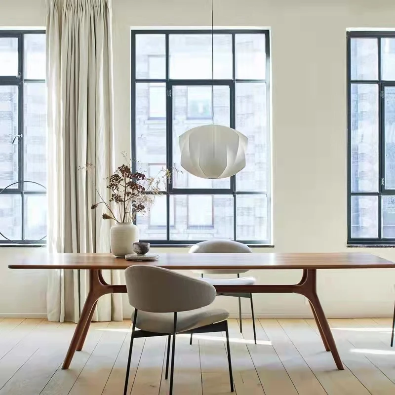 

Nordic living room home wooden dining table modern minimalist rectangular full solid wood long table designer workbench desk