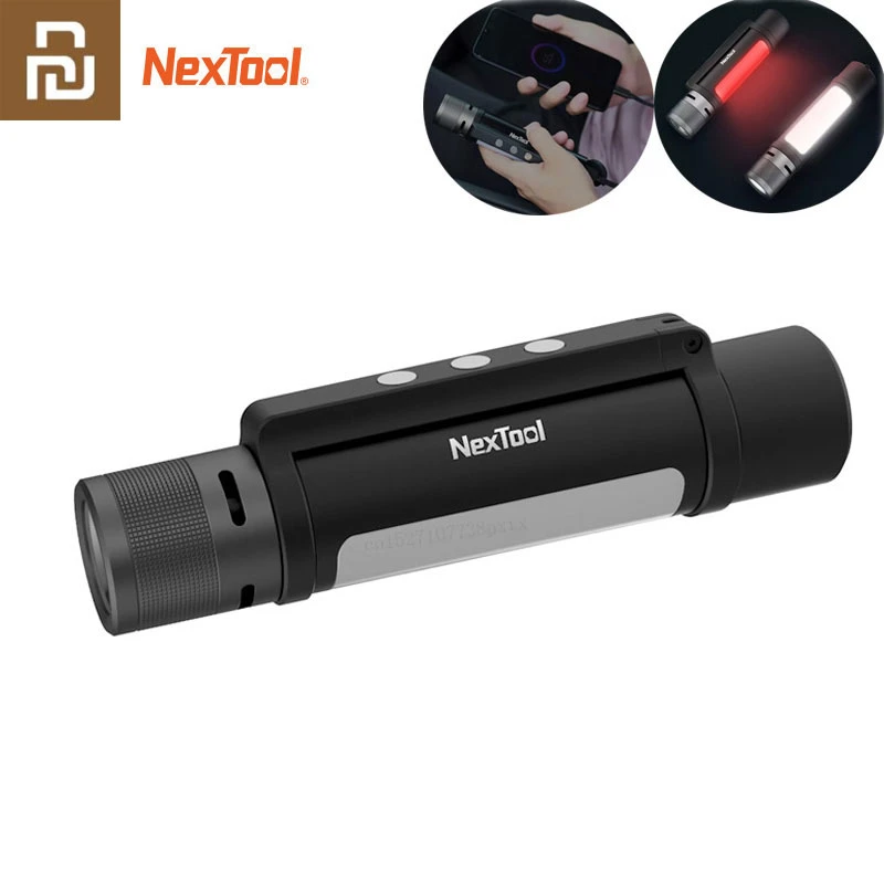 Youpin NEXTOOL 6-in-1 1000lm Dual-light Zoomable Alarm Flashlight USB-C Rechargeable Mobile Power Bank Camping Work Ligh