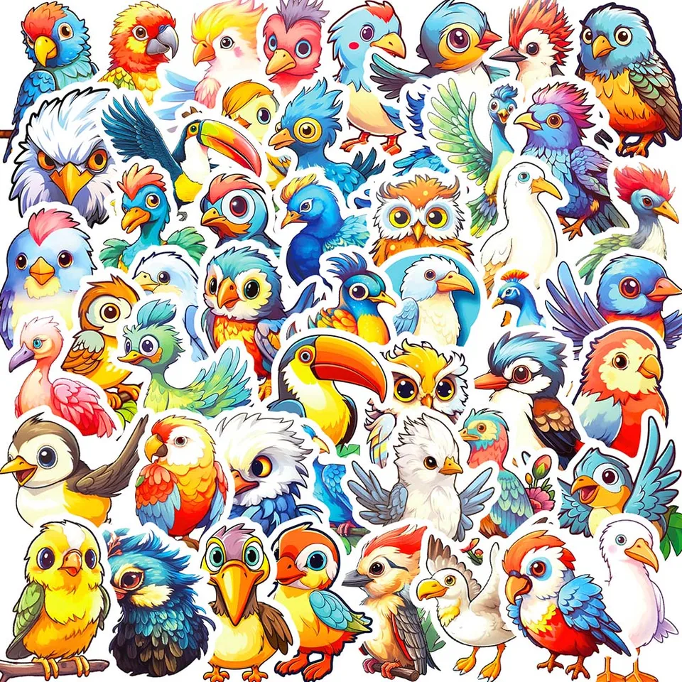 10/50pcs Cartoon Cute Owl Parrot Bird Stickers Pack for Kid Scrapbooking  Travel Luggage Laptop Car Wall Decoration Sticker Decal