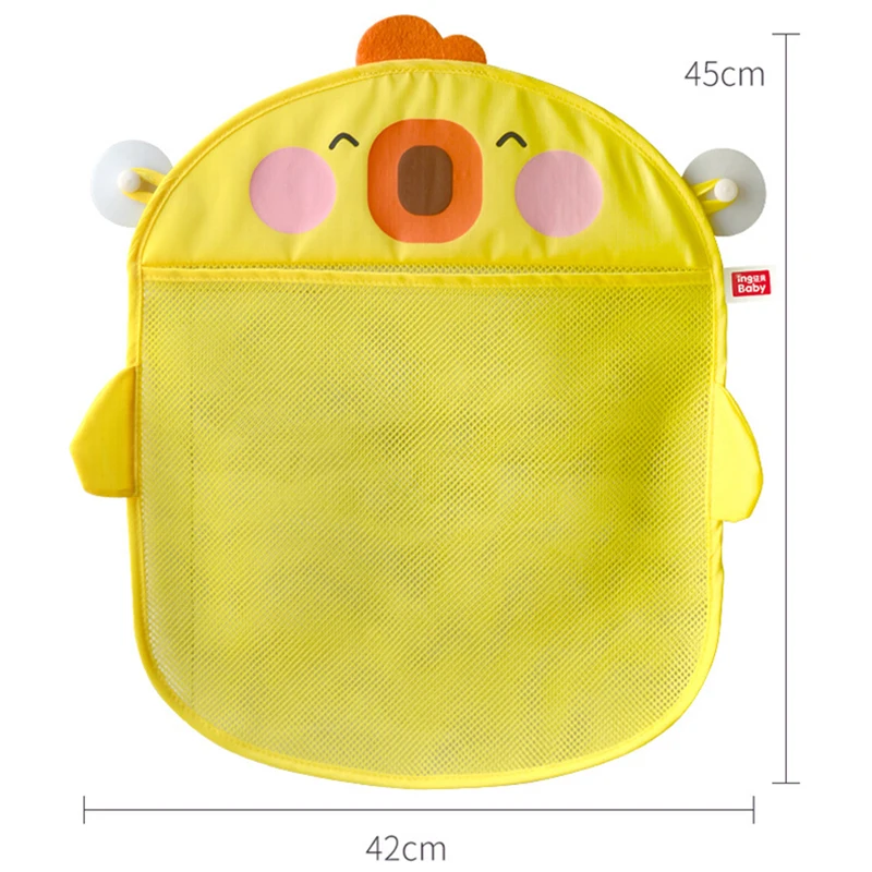 New Cartoon Yellow Duck Baby Bathroom Mesh Bag Sucker Design For Bath Toys Kids Animal Shapes Cloth Sand Toys Storage Net Bag 6