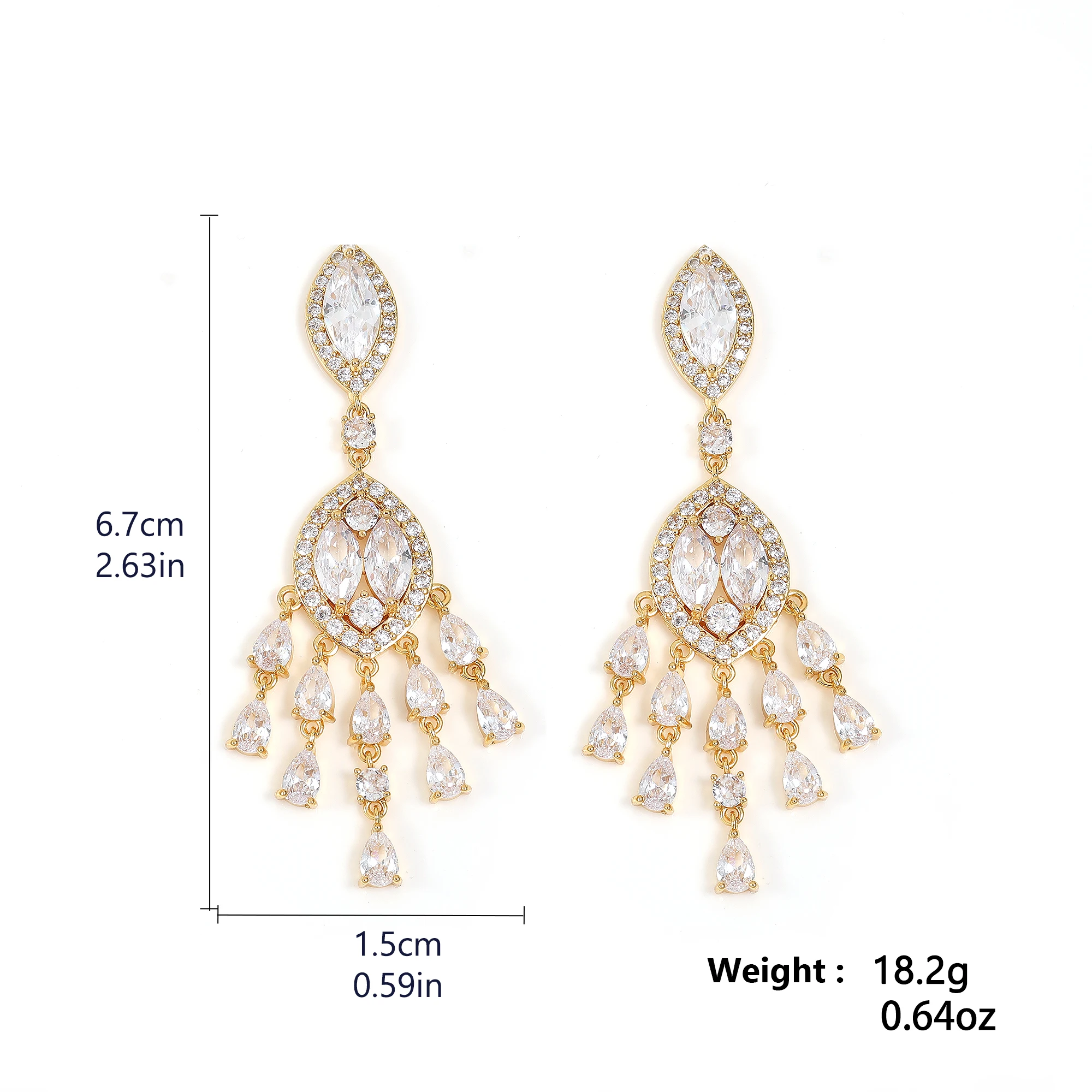 ZAKOL Brand Gorgeous Clear Marquise AAA Cubic Zirconia