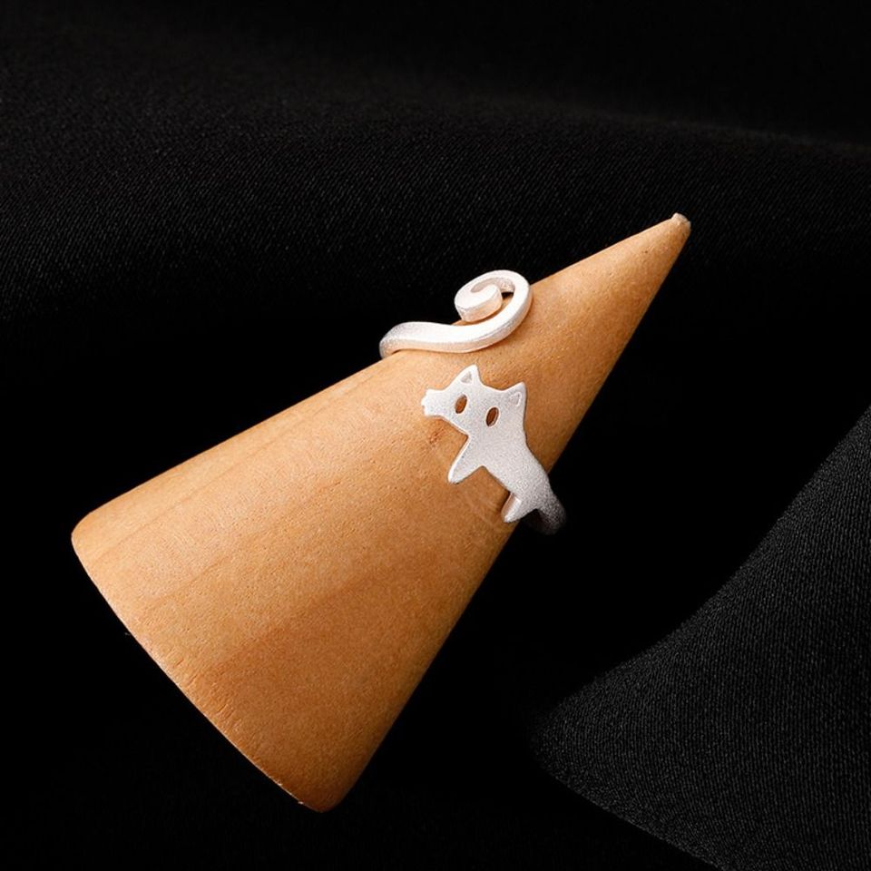 Korean Style Cat Ring Creative Alloy Jewelry Accessories Simple Open Ring Finger Buckle Silver Color Gift