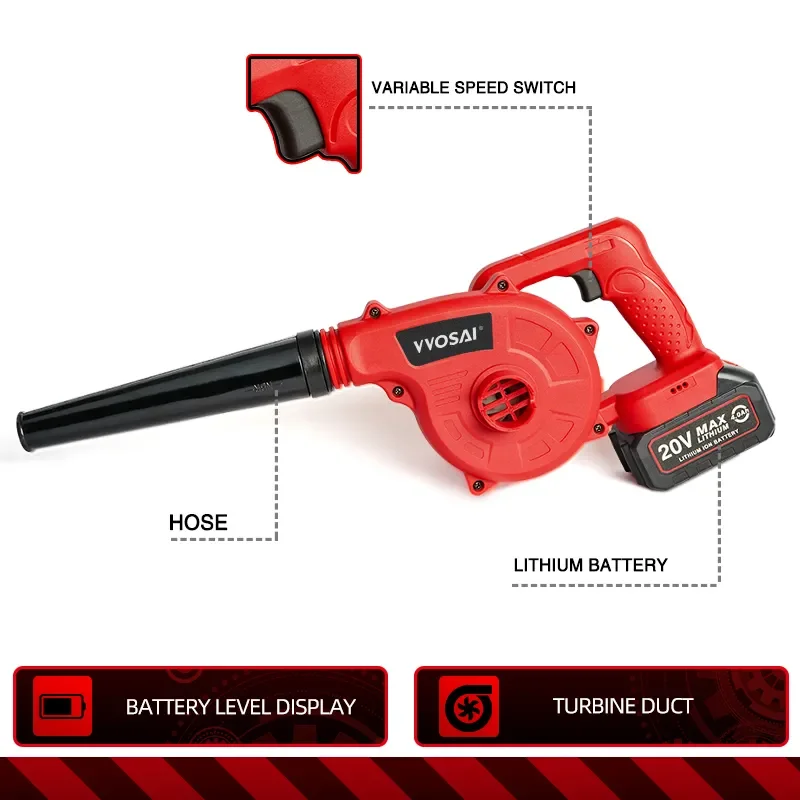 VVOSAI 20V Garden Cordless Blower Vacuum Clean Air Blower for Dust Blowing Dust Computer Collector Hand Operat Power Tool 2