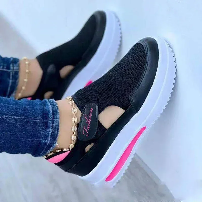 Designer Brand Women Fashion Platform Solid Color Vulcanized Sneakers Woman Casual Breathable Wedge Shoes Ladies Walking Shoes 2