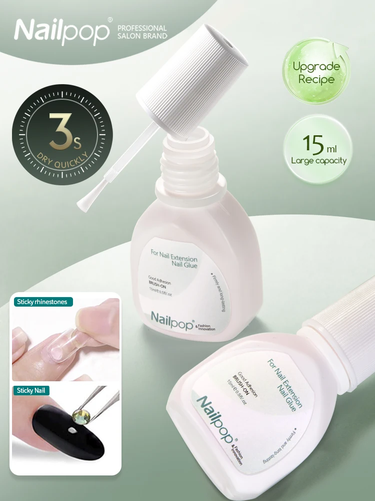 Description Picture 2 of itemNailpop 15ml Brush On Nail Glue Easy Application Long-Lasting Super Strong Nail Bond for Acrylic Nails Nail Tips Press On Nails