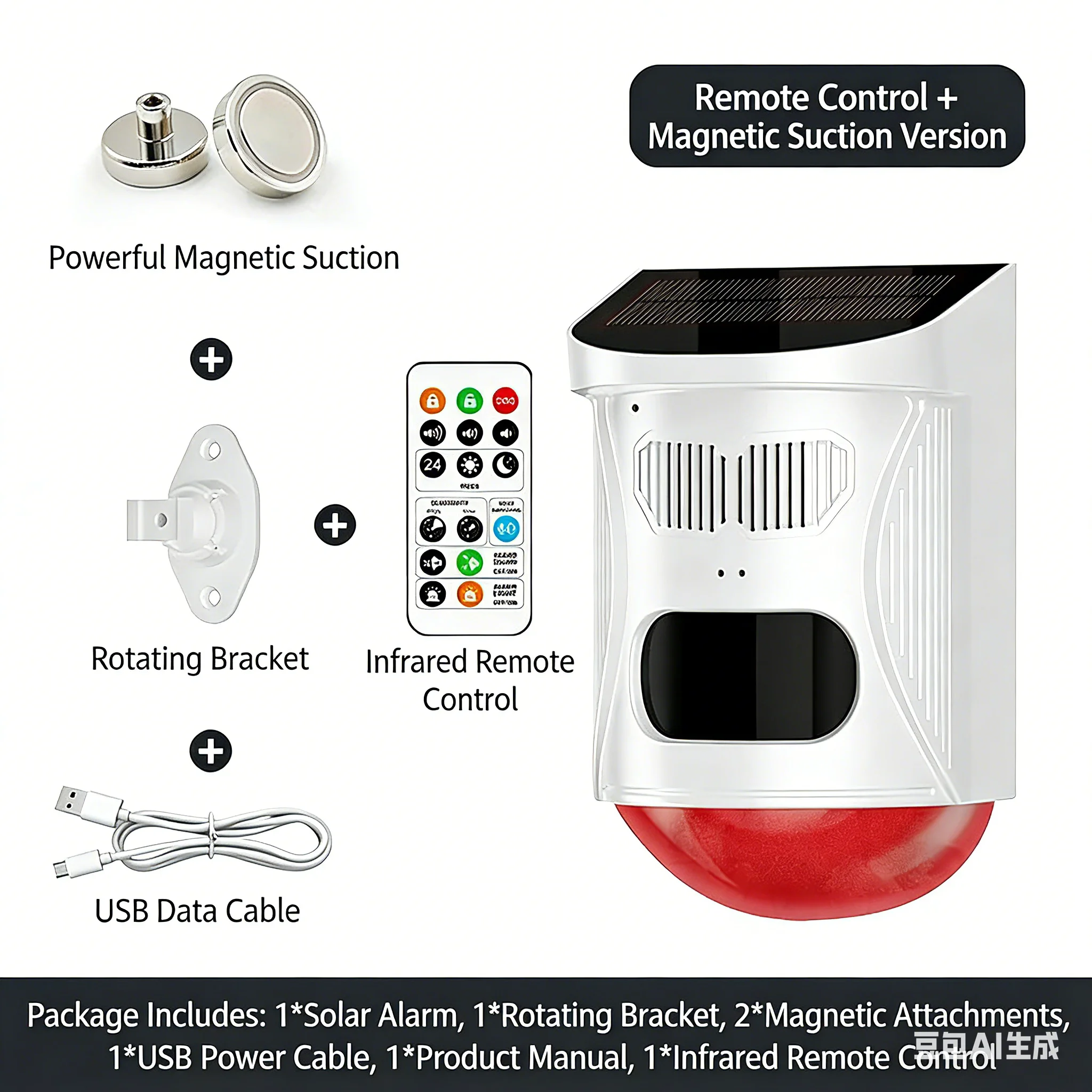 Solar Powered Waterproof Voice Security Alarm with Motion Activation, Recording, and Remote Access
