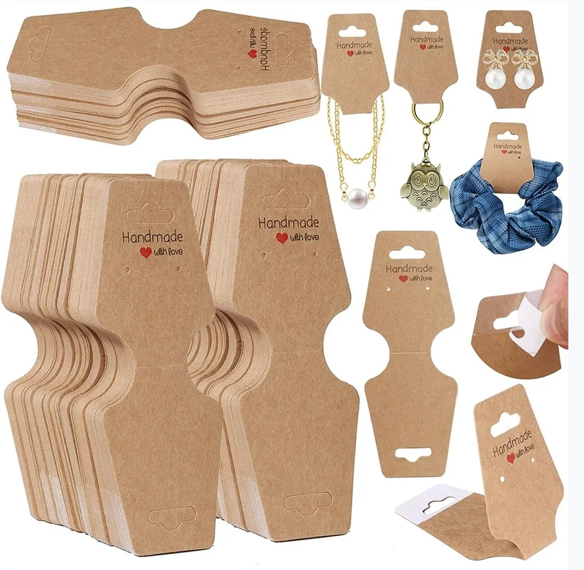 50 Pcs Jewelry Cards, Folded with Adhesive, Self-Adhesive Hanging Card, Jewelry Display Card