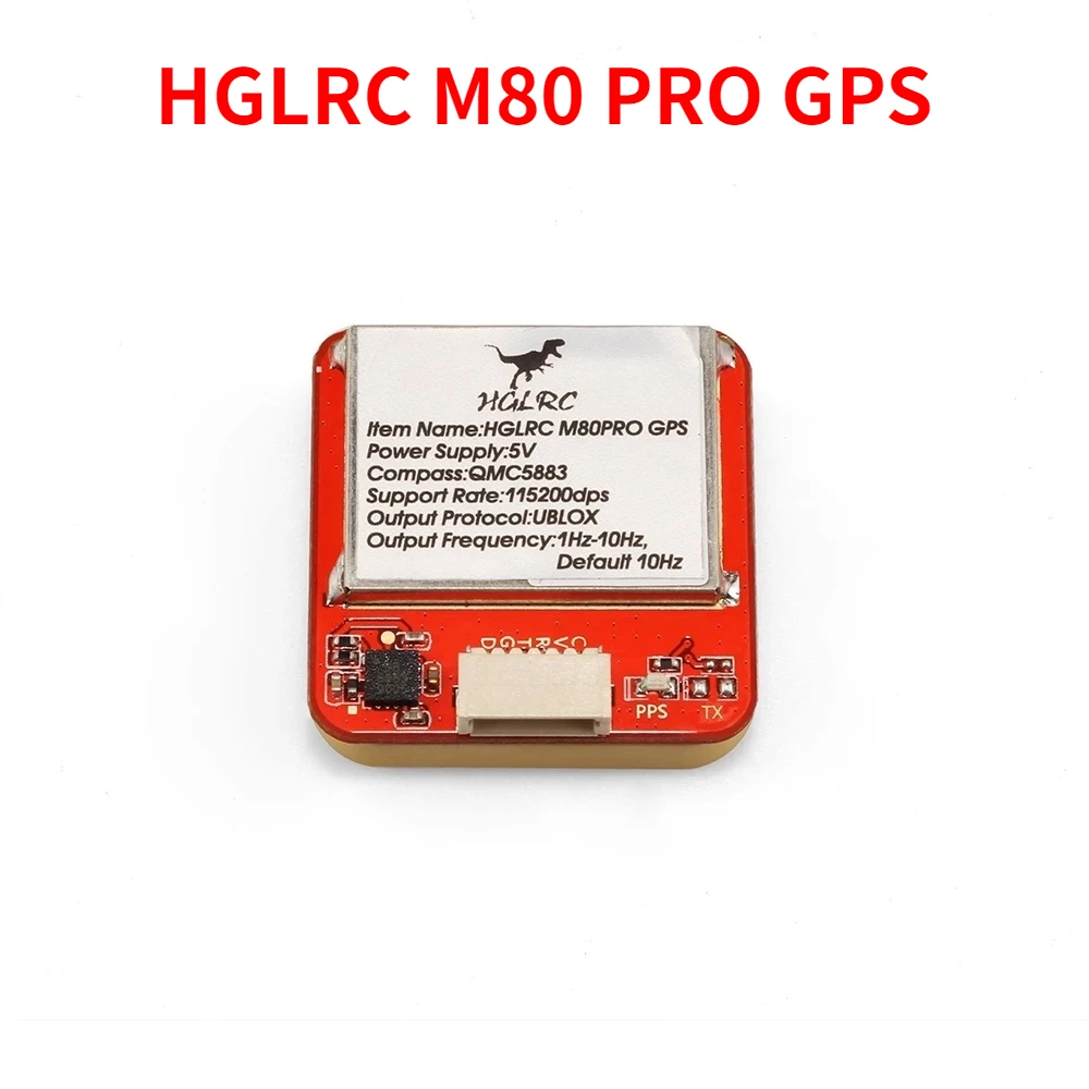 

GPS-модуль HGLRC M80 PRO GLONASS GALILEO QZSS SBAS BDS, компас QMC5883, антенна с коэффициентом усиления для радиоуправляемых летательных аппаратов, FPV дронов дальнего радиуса действия
