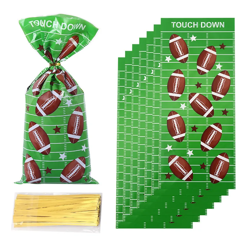 50pcs Rugby Theme Style Gift Bags Cookie Candy Popcorn Wrapping Bags ...